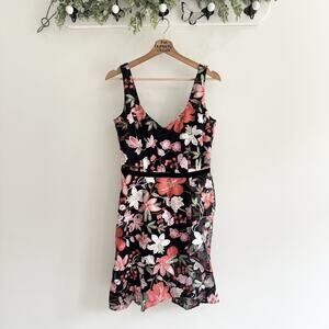 New Sam Edelman Floral Vine Embroidered Mesh Minidress Pink Multi Size 4 CP